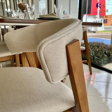 Mesa 2,00m Yara com Vidro (2027) com 06 Cadeiras Dior Nobre (3245) - Imagem 7