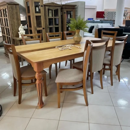 Mesa 2,20m Torneada (4771) com 8 Cadeiras Vitoria Linho (2081) - Imagem 3