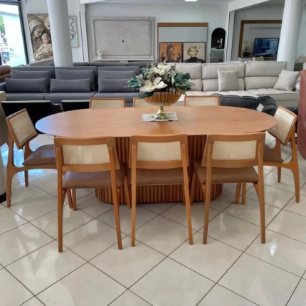 Mesa Oval 2,20m Ripada Cinamomo (2729) com 8 Cadeiras Romana em Tela (5051) - Imagem 4