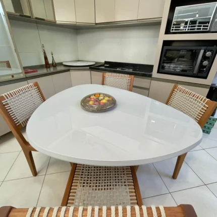 Mesa Organica Ripada com Vidro (4678) com 4 Cadeiras com Corda Nautica (5180) - Imagem 3