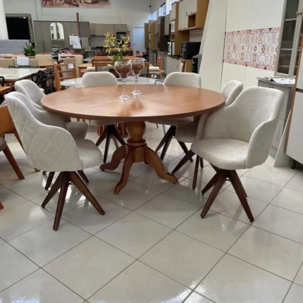 Mesa Redonda 1,60m (1576) com 06 Cadeiras Giratorias Leia (2858) - Imagem 3