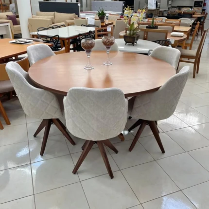 Mesa Redonda 1,60m (1576) com 06 Cadeiras Giratorias Leia (2858) - Imagem 4