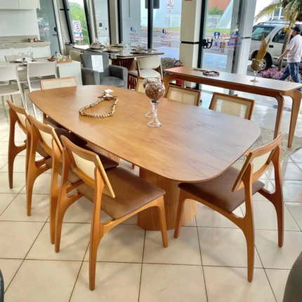 Mesa 2,40m Organica Dunas (6011) com 8 Cadeiras Romana em Tela (5051) - Imagem 5