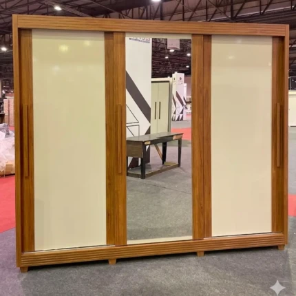 Roupeiro 2,73m 3 Portas Deslizantes Milao 100% MDF com Espelho Off (4968-3846)
