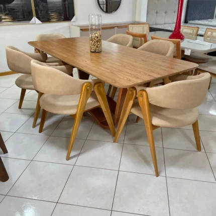 Mesa 2,10m Wave (2693) com 6 Cadeiras Camila Omega (3808)