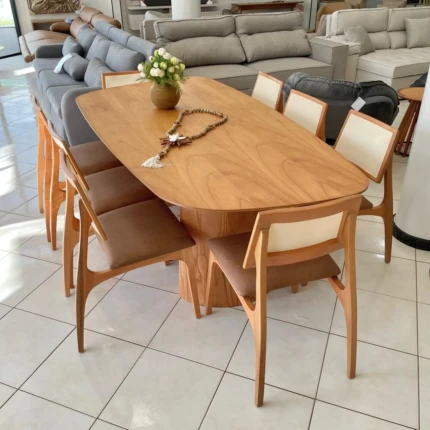 Mesa 2,40m Organica Dunas (6011) com 8 Cadeiras Romana em Tela (5051)
