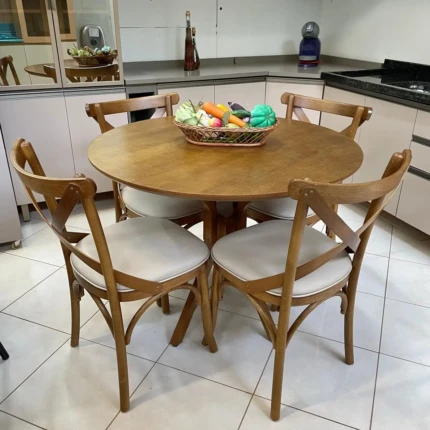 Mesa Redonda 1m (1745) com 4 Cadeiras Leon X com Estofado Impermeável (4790) - Imagem 3