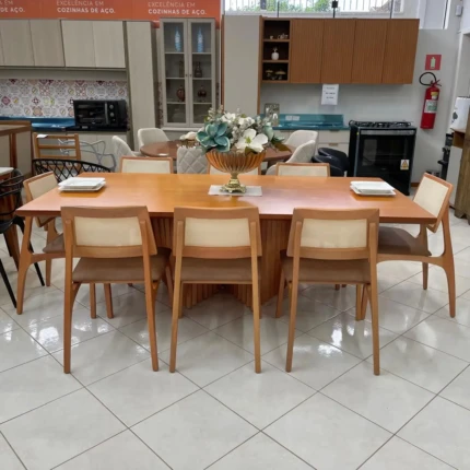 Mesa 2,20m com base Ripada (3779) com 8 Cadeiras Romana em Tela (5051) - Imagem 4