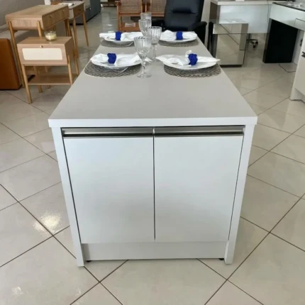 Bancada 1,80m com 2 Portas (5077) com 04 Cadeiras Mykonos Fendi (6532)