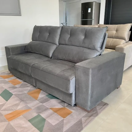 Sofá 2,30m Palermo no Tecido Veludo Turkay Cinza (6869)