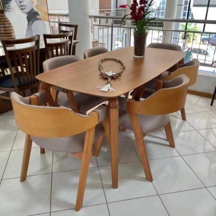 Mesa 1,80m Arizona (4972) com 6 Cadeiras Olive Impermeavel Facto (1275)