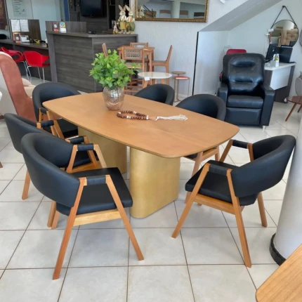 Mesa 1,80m Hannover (1517) com 06 Cadeira Dora Preto com Braço (2695) - Imagem 4