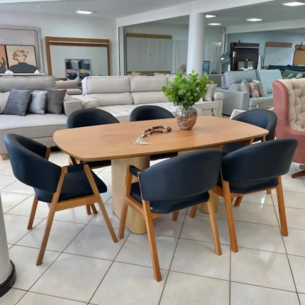 Mesa 1,80m Hannover (1517) com 06 Cadeira Dora Preto com Braço (2695) - Imagem 3