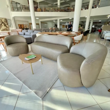 Conjunto Sofá 3 Peças em Couro Eco (6874-6103)