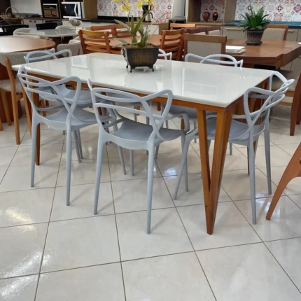 Mesa 1,60m com Vidro Rubi (4683) com 6 Cadeiras Allegra Aviv (4304) - Imagem 3