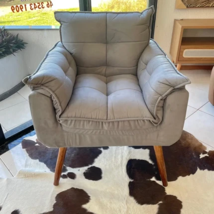 Poltrona Opala Extra Macia – Veludo Bege (4366) - Imagem 2