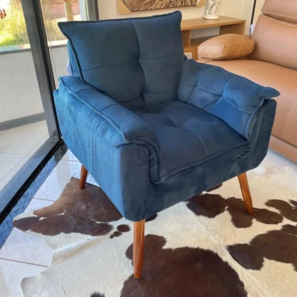 Poltrona Opala Extra Macia – Veludo Azul (3595) - Imagem 2