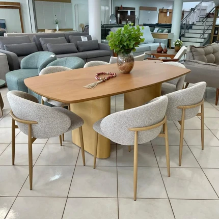 Mesa 1,80m Hannover (1517) com 06 Cadeira Firenze Linho (2360)