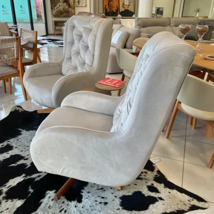 Poltrona com Balanço e Giro Luka Veludo Claro (4530) - Imagem 3