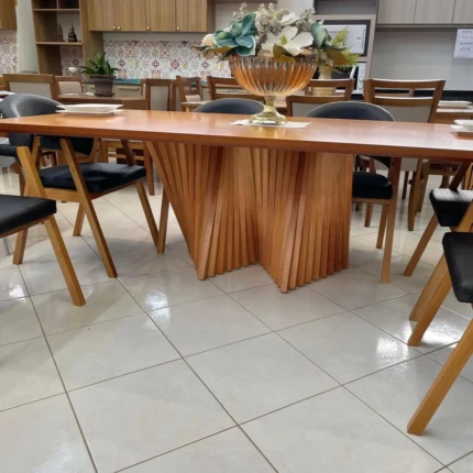 Mesa 2,20m com base Ripada (3779) com 06 Cadeiras Dora Preto com Braço (2695) - Imagem 4