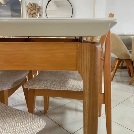 Mesa 1,80m Wind com Vidro (4802) com 6 Cadeiras Ayla com Tela Natural (2818) - Imagem 3