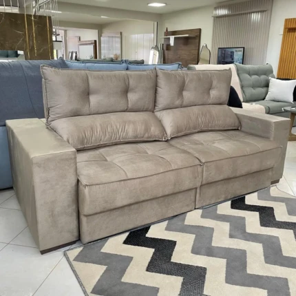 Sofá 2,30m Palermo no Tecido Veludo Soft Marrom (3948)