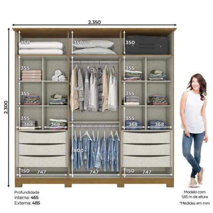 Roupeiro 2,35m Andreas Nature com Off White (3089) - Imagem 3