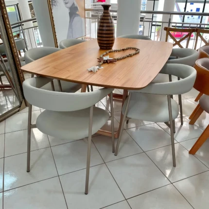 Mesa Sofia 1,80m (1452) com 6 Cadeiras Chamonix Nude (766)