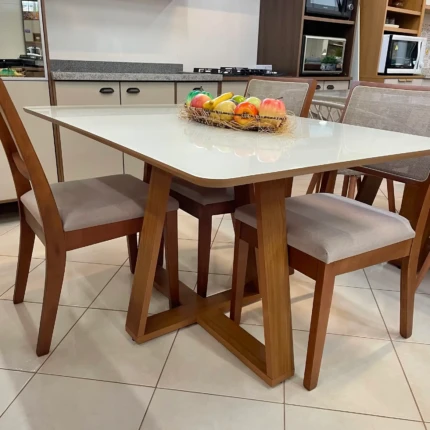 Mesa 1,35m Freijo (2213) com 04 Cadeiras  Relax linho com Tela (2060) - Imagem 3