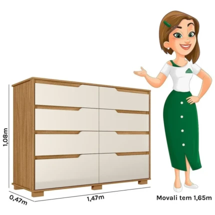 Cômoda 1,47m Georgia 8 Gavetas (8004) - Imagem 3