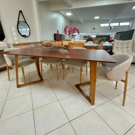 Mesa 1,80m Astra (1354) com 06 Cadeira Firenze Linho (2360) - Imagem 3