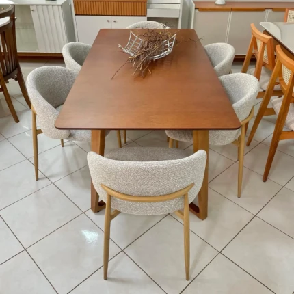 Mesa 1,80m Astra (1354) com 06 Cadeira Firenze Linho (2360) - Imagem 4