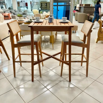 Kit Mesa Bistrô com 2 Banquetas em Madeira e Encosto em Tela (5196-6012) - Imagem 3