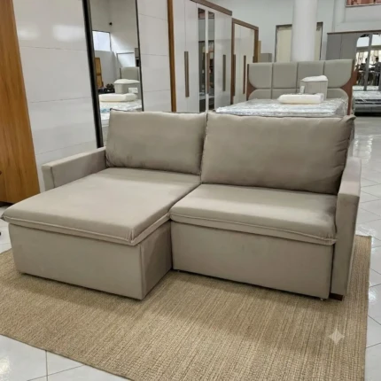 Sofá 2,10m Vira Cama - Napoli - Veludo Soft Marrom (3942) - Imagem 3