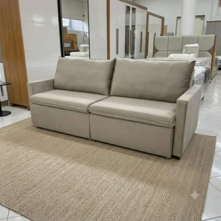 Sofá 2,10m Vira Cama - Napoli - Veludo Soft Marrom (3942)
