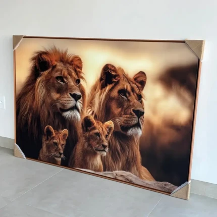 Quadro Familia de Leão 1,55m x 1,05m em Canva (6558)