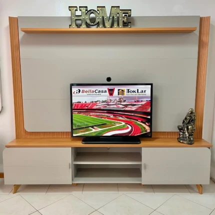 Home 2,18m Milano com Led Canela-Gris (4377)