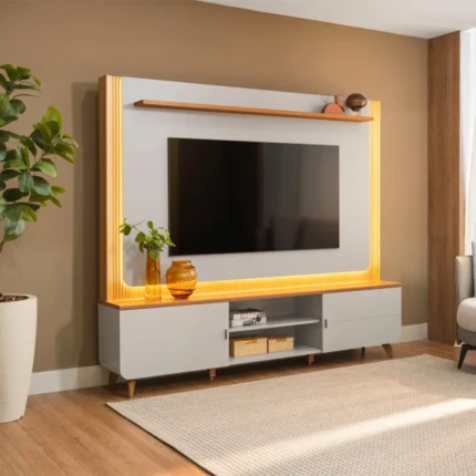 Home 2,18m Milano com Led Canela-Gris (4377)