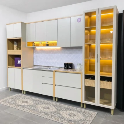 Cozinha 3,40m 100% MDF com LED e Cristaleira Allure (2568) - Imagem 3