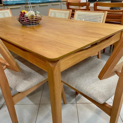 Mesa 1,55m Barcelona (3327) com 6 cadeiras Ayla com Tela Natural (2818) - Imagem 4