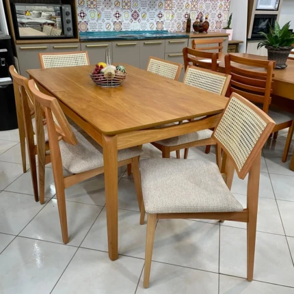 Mesa 1,55m Barcelona (3327) com 6 cadeiras Ayla com Tela Natural (2818) - Imagem 3