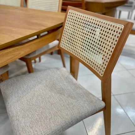 Mesa 1,55m Barcelona (3327) com 6 cadeiras Ayla com Tela Natural (2818) - Imagem 5