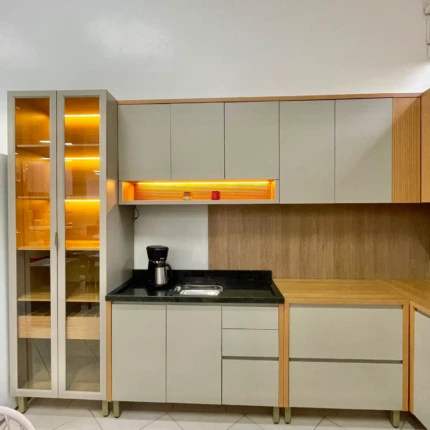 Cozinha 3,22m 100% MDF com LED e Cristaleira Allure (2568-2) - Imagem 3
