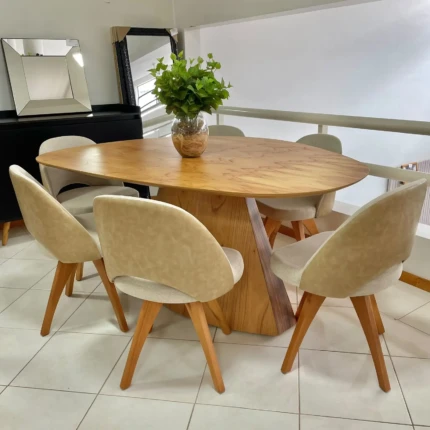 Mesa Orgânica 1,80m (4215) com 06 Cadeiras Giratórias Bia (4338)