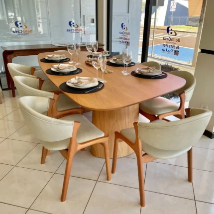 Mesa 2,40m Organica Dunas (6011) com 8 Cadeiras Pietra em Corino (1836)