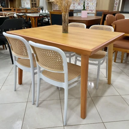 Mesa 1,15m Avela (3648) com 4 Cadeira Roma Branca com Detalhe Bege (6427) - Imagem 3